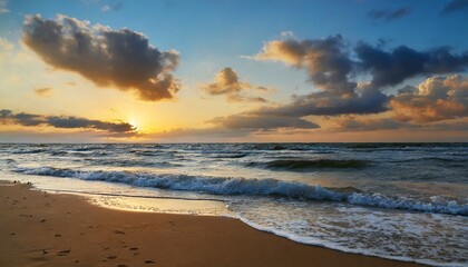Fototapeta na wymiar landscape with sea sunset on beach