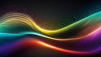 Fototapeta na wymiar abstract colorful wavy lines on a dark background created with ai
