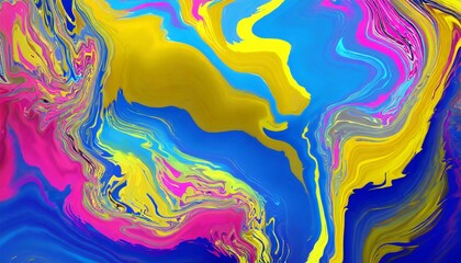 blue yellow pink wavy splash colorful liquid background