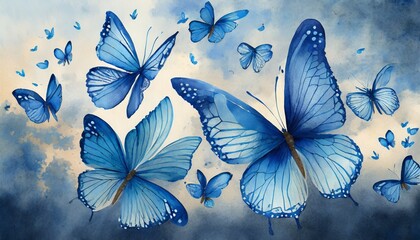 blue flying butterflies