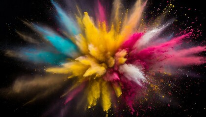 colored powder explosion on black background