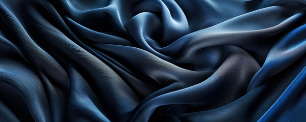 Dark blue textile fabric, closeup detail to structure - future clothing materials concept. Generative AI