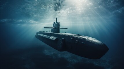 submarine in arctic waters - obrazy, fototapety, plakaty