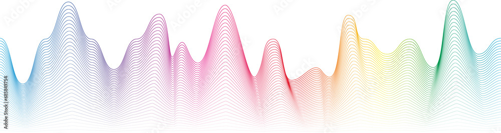Poster rainbow gradient wave element on transparent background for web design, social, or print projects.