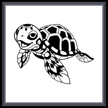Cute sea turtle tribal tattoo mandala arts.