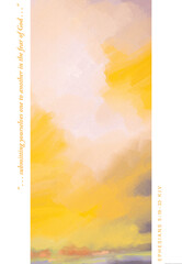 Submit Yourselves One to Another - Bible Verse Ephesians 5:19-33 KJV w/ Sunset or Sunrise Landscape Cloudscape Art, Digital Art or Painting, Artwork, Illustration or Design in Orange, Yellow & Purple