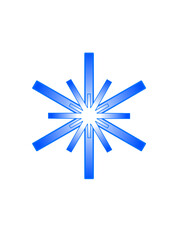 Minimalist simple illustration of a crystal, modern vector design, light blue snowflake with glowing center