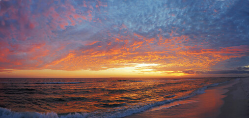 Panorama of a Beautiful Florida Gulf Coast Beach Sunset - 685851156