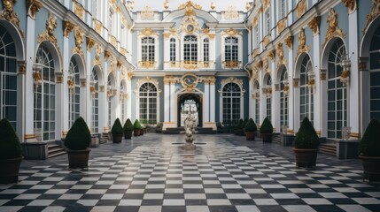 Fototapeta na wymiar Beautiful backyard of the palace