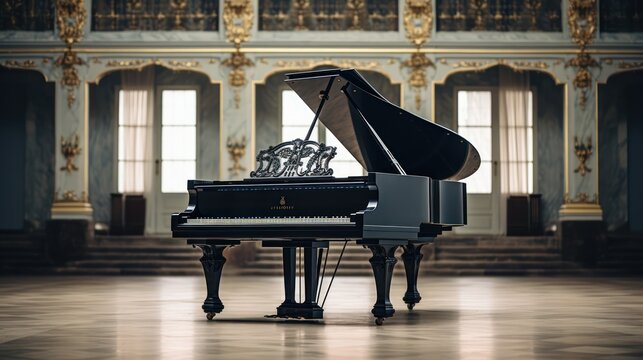 Piano in a classical concert hall