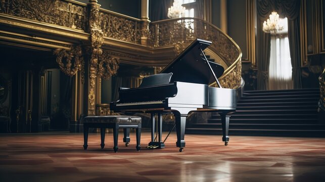 Piano in a classical concert hall