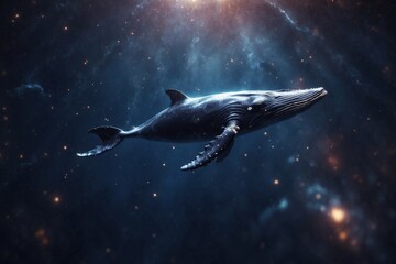 Fototapeta premium a whale floats through space. ai generative