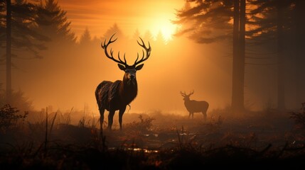 red deer stag silhouette