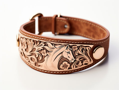 Cinto de Cowboy com Fivela Country Couro Genu&iacute;no estampa de cavalo 