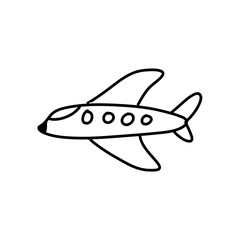 hand drawn airplane . line drawing. vector illustration.