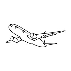Fototapeta na wymiar hand drawn airplane . line drawing. vector illustration.