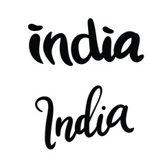 India text isolated. Handwriting text India day lettering. Hand drawn vector art.