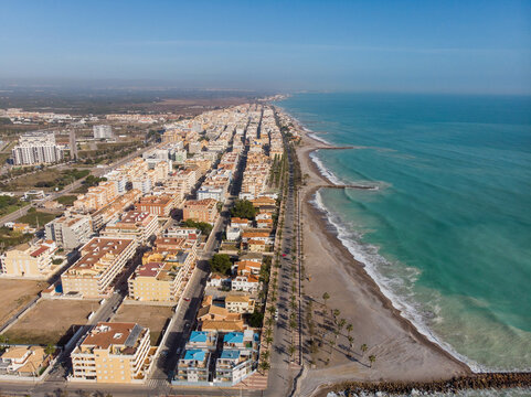 Aerial view of Moncofa, Castell&oacute;n. Vacation at sea concept.