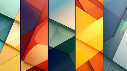 Abstract geometric patterns with vibrant colors and sharp lines.