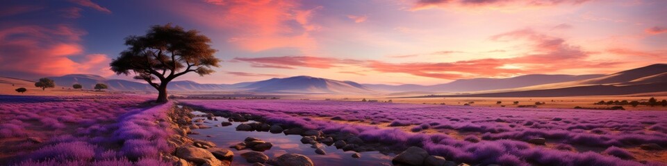 Fototapeta na wymiar lavender field at sunset