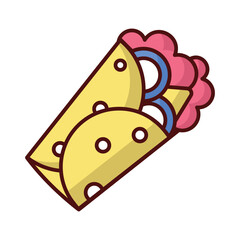 Burrito icon isolate white background vector stock illustration.