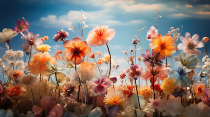 Obraz premium Unreal fantastic vibrant color blossoming flowers