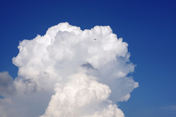Naklejka na ściany i meble big white mushroom-shaped cloud in the blue sky