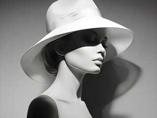 Generative KI makellose schöne junge Frau in schwarz weiß