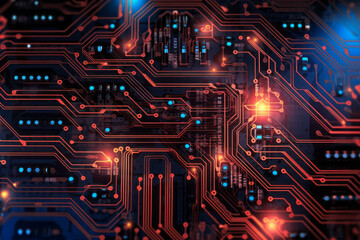 A circuit board that optimizes the performance of computer CPUs, IC chips, and other cutting-edge technologies. A concept suitable for semiconductor-related innovation technology.