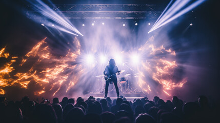 Rock concert stage with colorful illumination