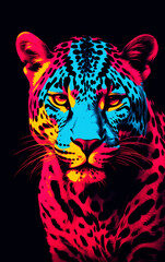 leopardo em fundo colorido vibrante