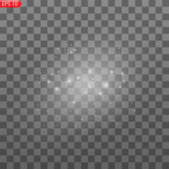 Abstract stylish light effect on a black background. Blue glowing neon line. Blue luminous dust and glares. Flash Light. luminous trail. Vector illustration.