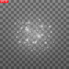 Abstract stylish light effect on a black background. Blue glowing neon line. Blue luminous dust and glares. Flash Light. luminous trail. Vector illustration.