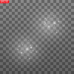 Abstract stylish light effect on a black background. Blue glowing neon line. Blue luminous dust and glares. Flash Light. luminous trail. Vector illustration.