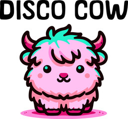 Cute pink and cyan disco cow