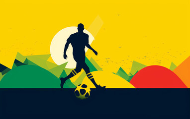 jogador de futebol em fundo colorido vibrante com cores do brasil 