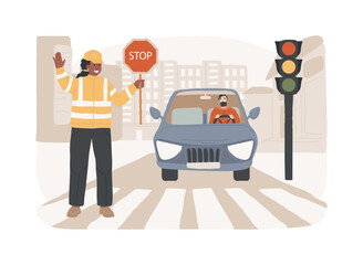 Traffic laws isolated concept vector illustration. Traffic code, obey laws and regulations, driving license, vehicle movement rules, road safety, violation fine, international vector concept.