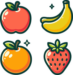 Glossy round colourful fruit set