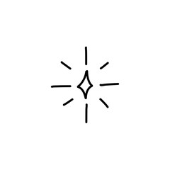 Line star glitter shine of doodle. Star shine glow, spark glitter, sparkle light vector illustration. 