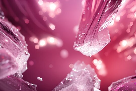 Abstract background, sparkling ice floes colored by the light passing through them.