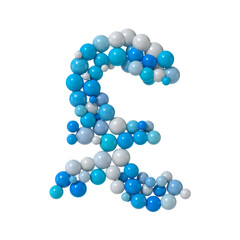 Multicolored Particle Sphere Style Pound Currency Symbol Isolated on White Background. 3d Rendering