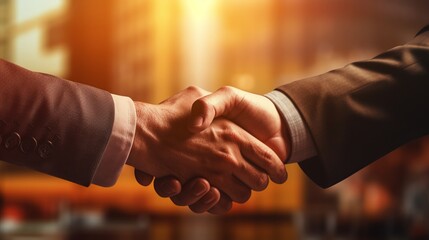 Fingers interlock as a businessman and his legal team firmly shake hands, finalizing an important contract under soft, professional lighting.