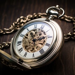 Close-up of an Expensive Silver Wristwatch with a Chain