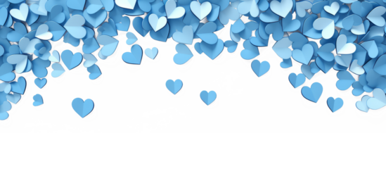 Hearts frame border on white transparent background