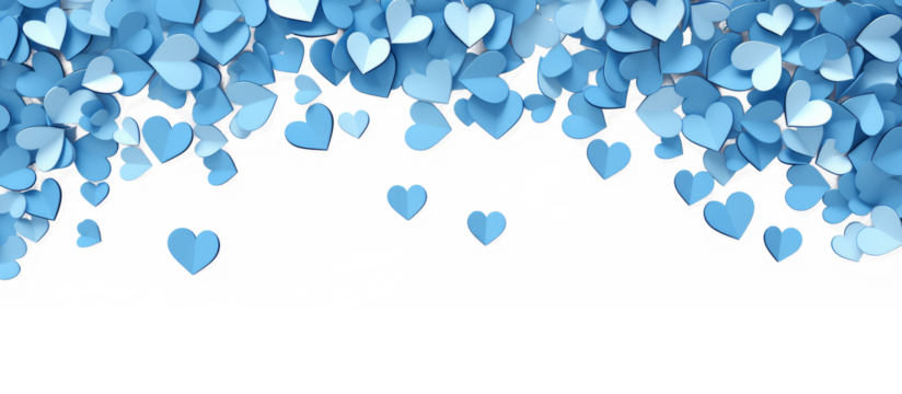 Hearts frame border on white transparent background