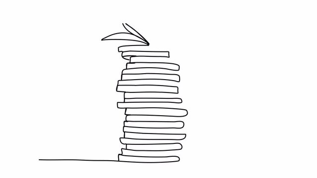 Coins stack with growing plant one line drawing animation. Video clip with alpha channel.