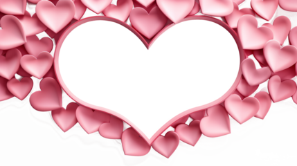 Hearts frame border on white transparent background