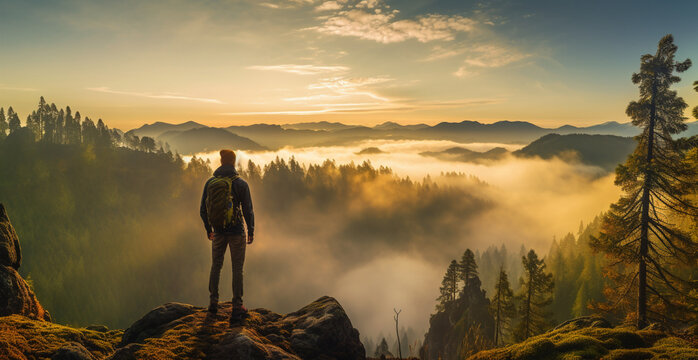 Misty Mountain Dawn: Solitude Amidst Nature