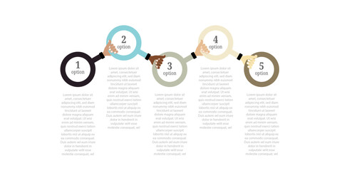 Infographic with circles design with 5 options or steps. Infographics for business concept.
