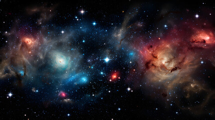 A cosmic landscape featuring a variety of different types of galaxies in one frame. - obrazy, fototapety, plakaty